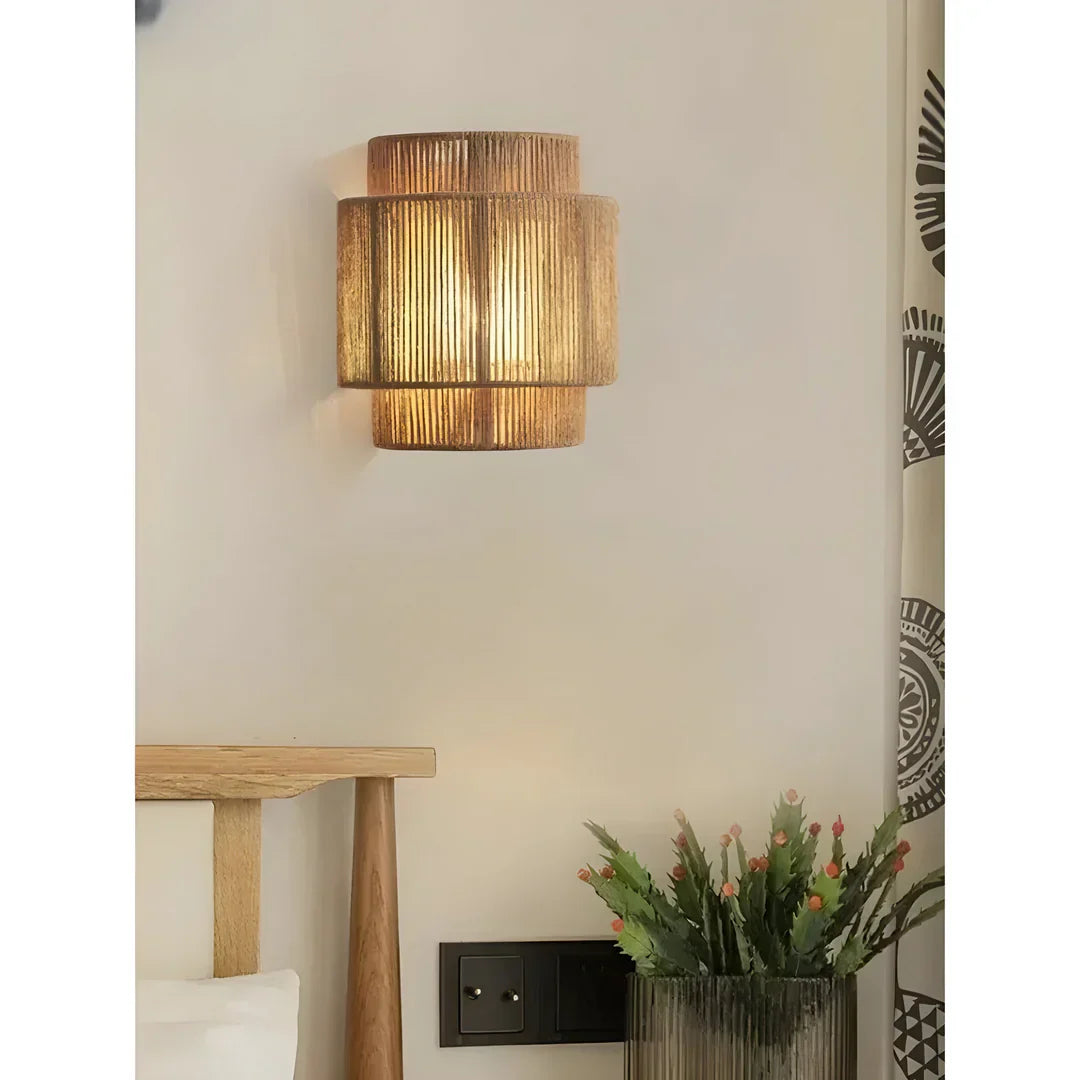 Rattan Wall Lamp Warm Light