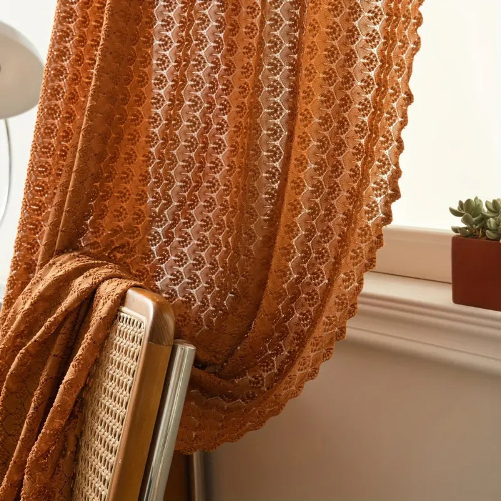Boho Crochet Curtain Semi Sheer Curtain