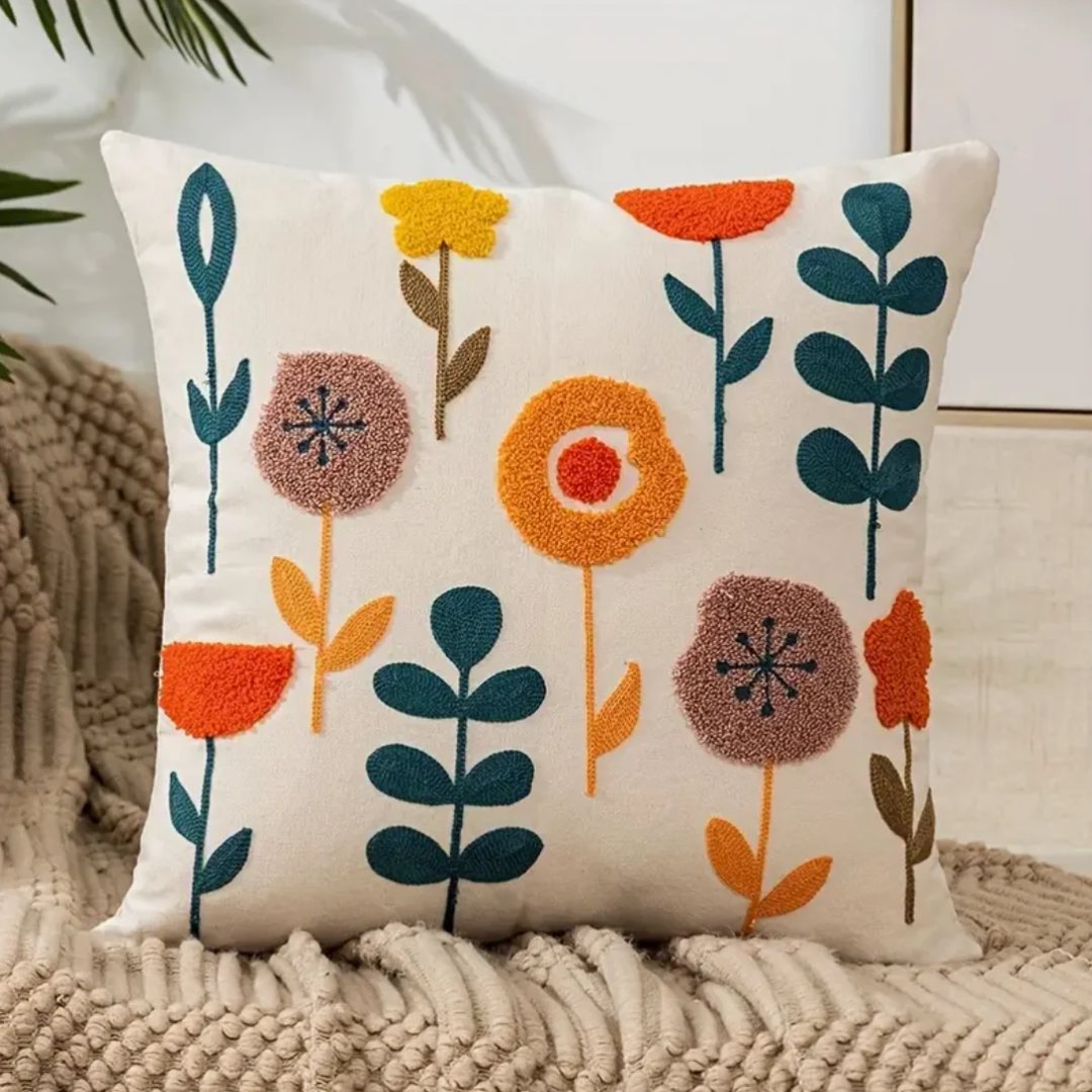 Floral Throw Pillow 45x45cm Cotton Polyester