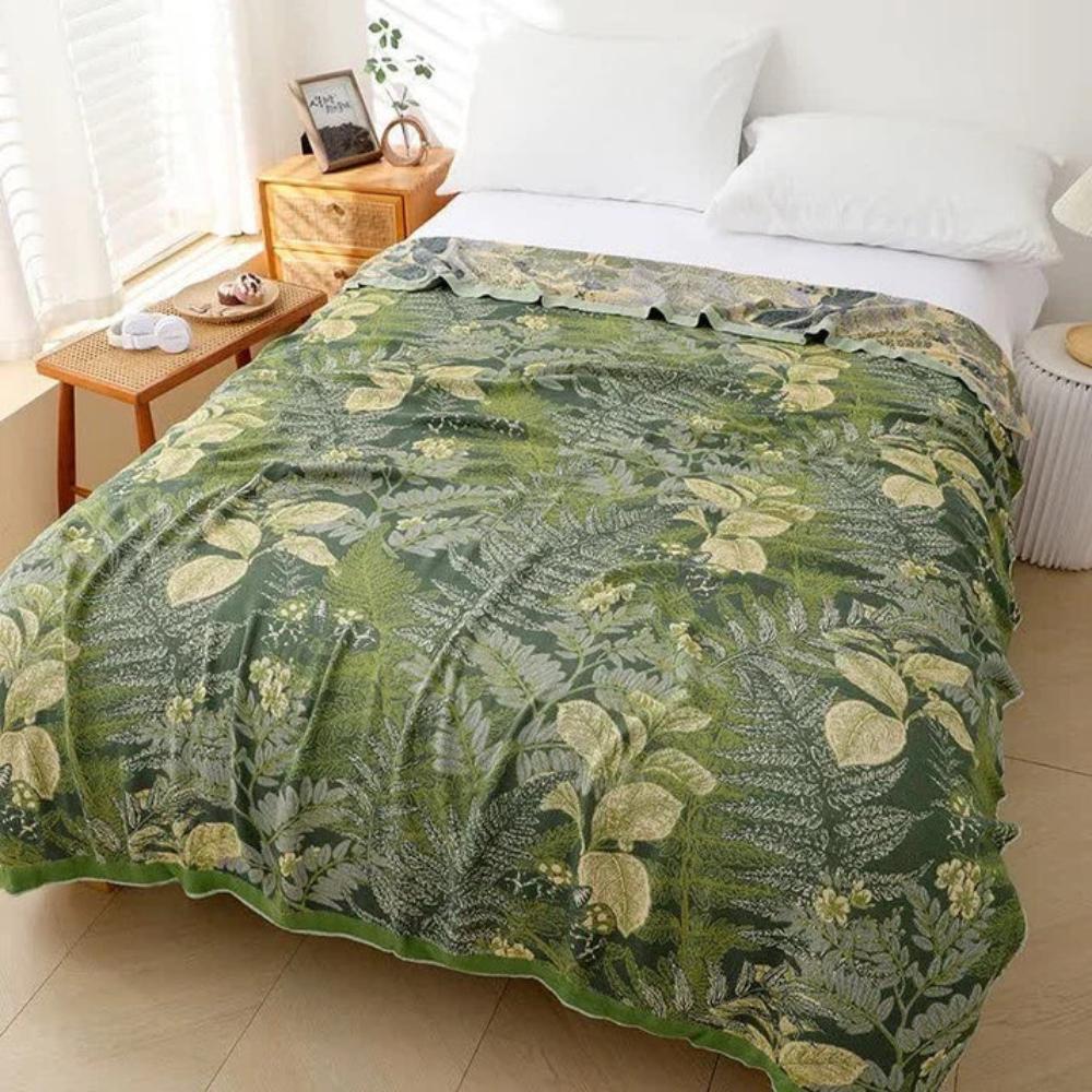Bamboo Fiber Cooling Quilt Leaf Pattern Blanket