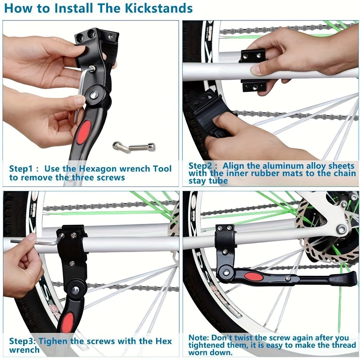 Adjustable Bike Stand with Non Slip Rubber Foot | Rear Mount Kickstand Holder | Bicycle Accessories for Road and Mountain Frames