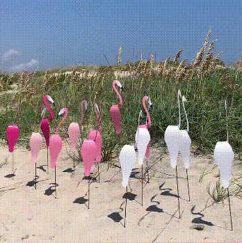 Spinning Flamingo Garden Ornaments That Turn in the Wind | Bird 19.6 Inches Plus a 16.5 Inch Stake | Eight Colors