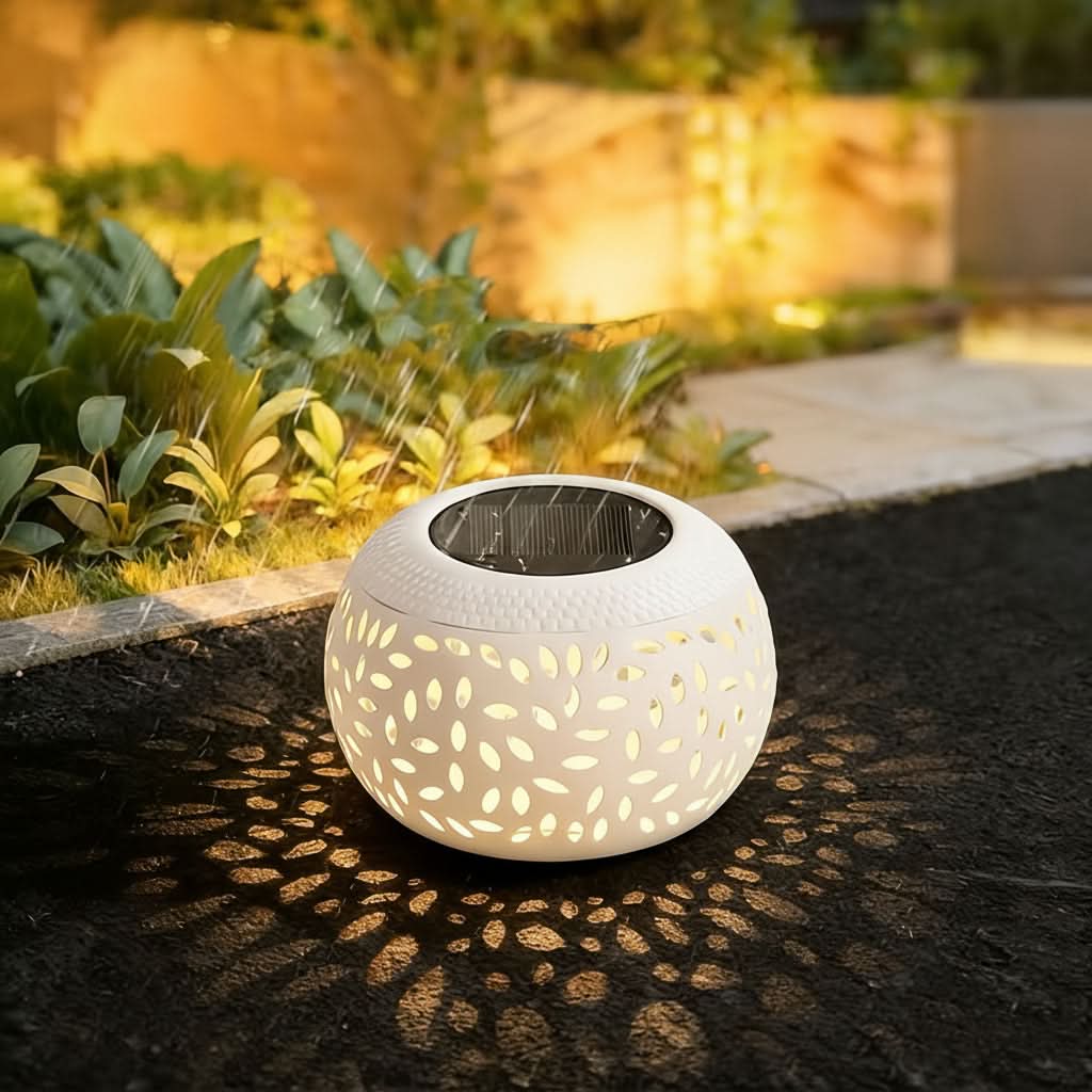 Outdoor Solar-Powered Metal Table Lamp with Toggle Switch | White, Black or Copper | Warm-White Auto-Charging Lantern