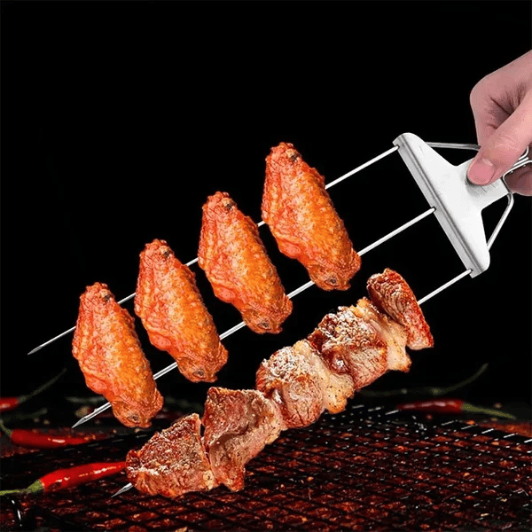 Stainless Steel 3 Prong BBQ Skewers