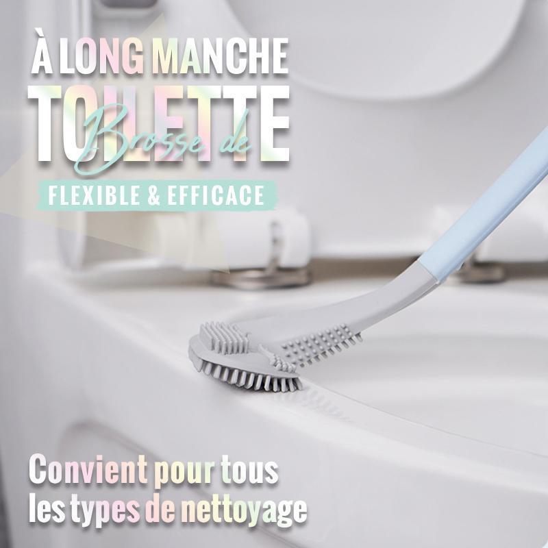 Long Handle Toilet Brush with a Silicone Head | Reaches Under the Rim and Resists Tangled Hair | Wall Mount, No Drilling