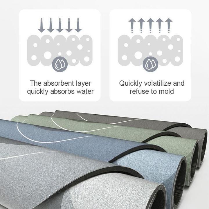 Non Slip Bath Mat with a Rubber Backing | Soaks Up Water and Grease, Then Dries Fast | Three Sizes, Oval or Rectangular