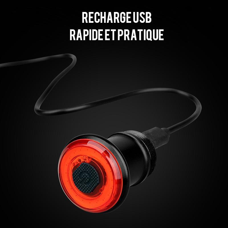 Rear Bike Light with Automatic Brake Sensing | USB Rechargeable IPX6 Aluminum Body | Mounts on Saddle or Seatpost