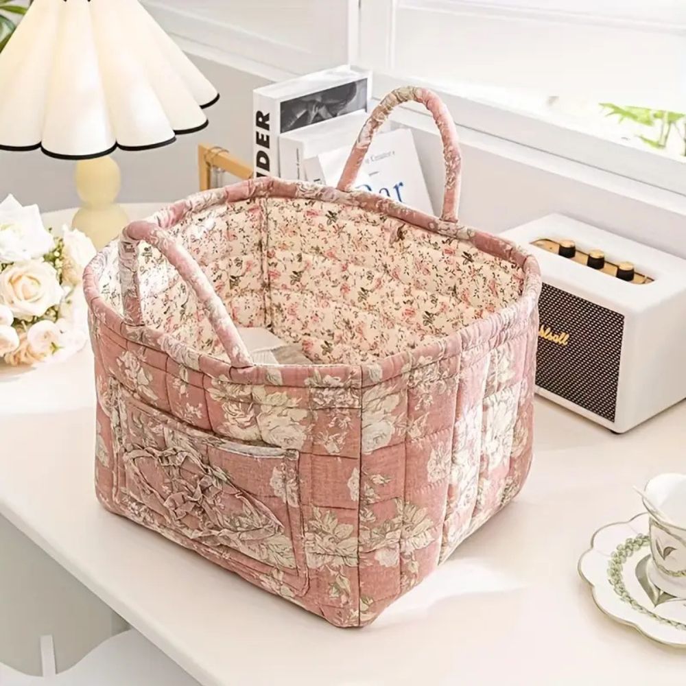Floral Canvas Storage Basket