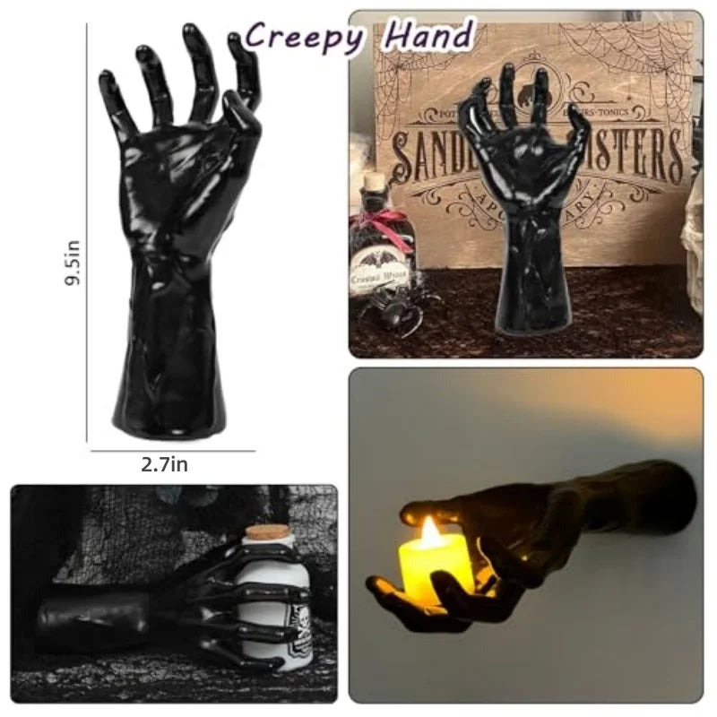 Detailed resin Halloween hand prop with veins and pointed nails