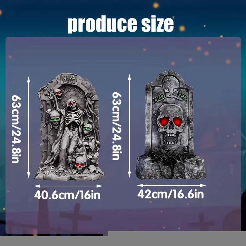 Plastic haunted house ornament shown as part of a Halloween display
