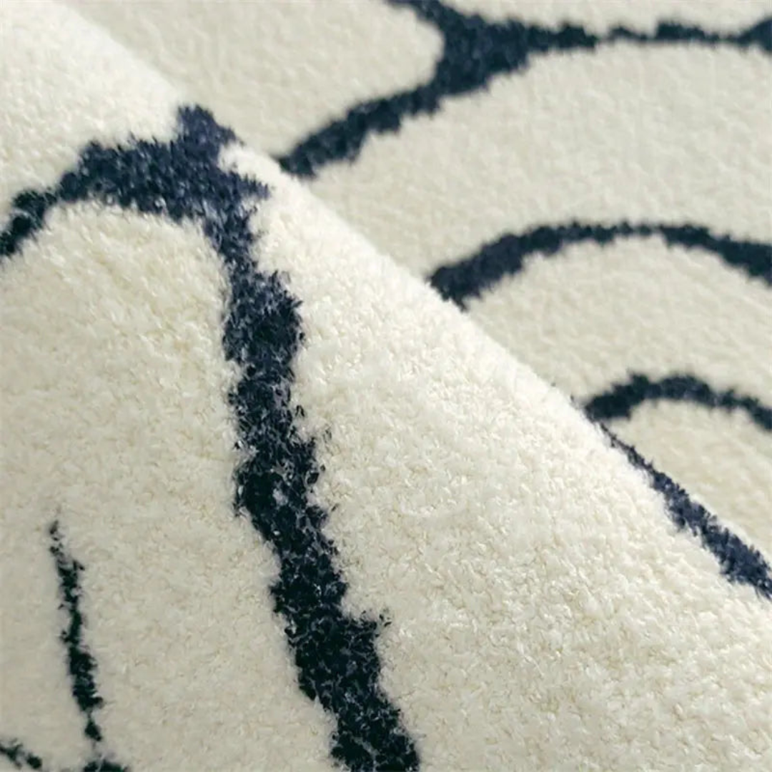 Washable Black White Living Room Rug