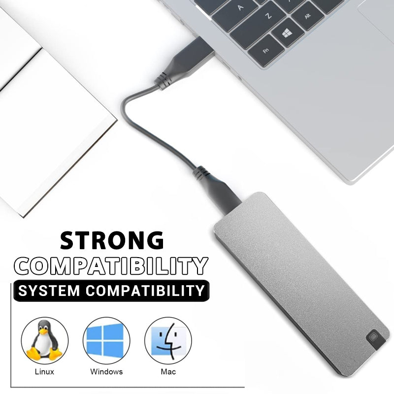 64 GB SSD External Hard Drive with USB C | Transfers Up to 500 MB per Second | Metal Case in Grey, Red or Blue