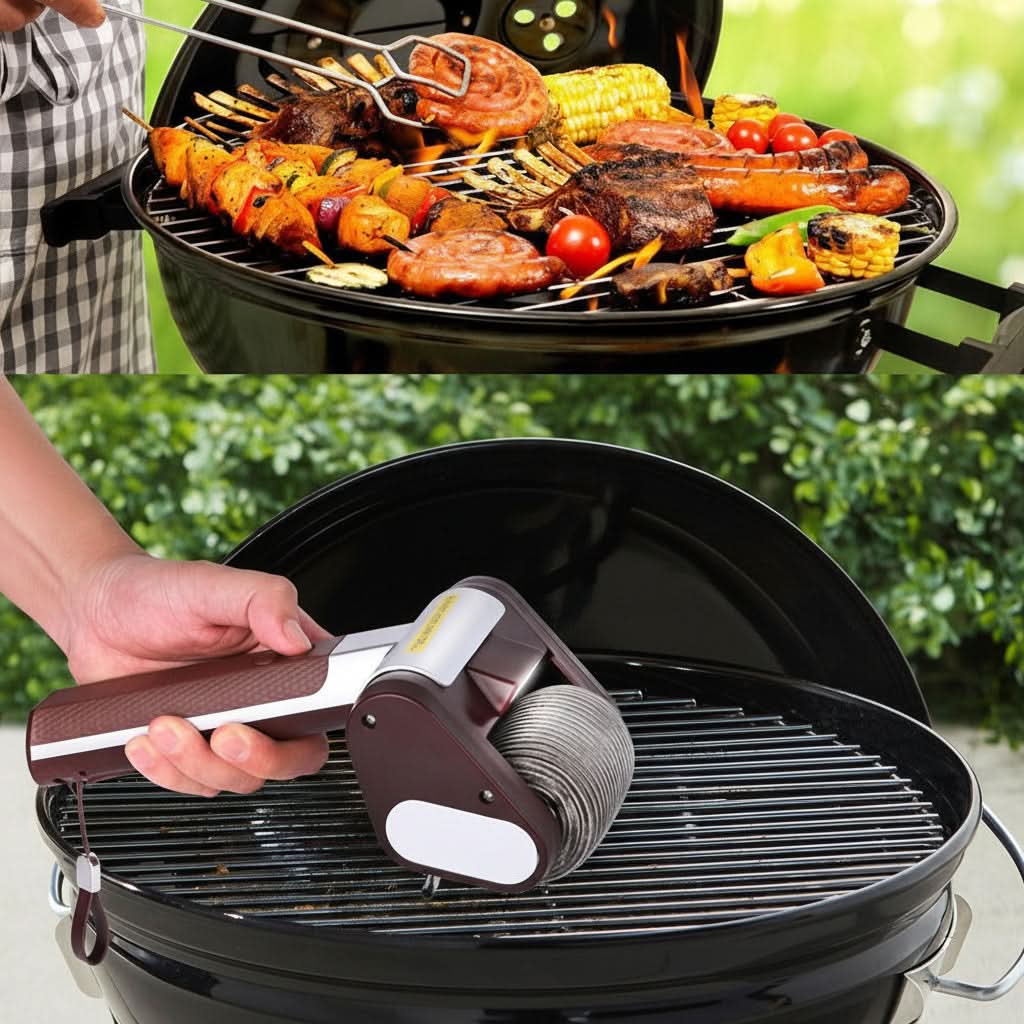 Electric BBQ Grill Cleaning Brush | Stainless Steel Roller, USB Rechargeable | Fast Residue Removal for Grates