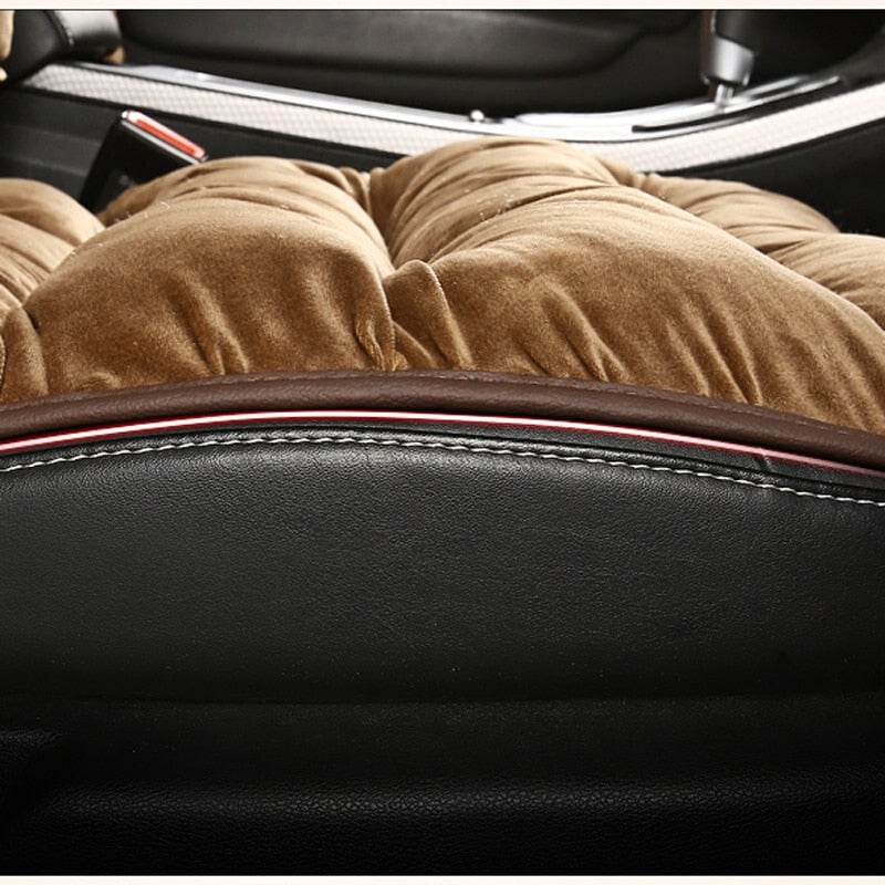 Plush Car Seat Cushion with Full Backrest | 105 x 49 cm Thick Padded Winter Pad | Available in 4 Colors