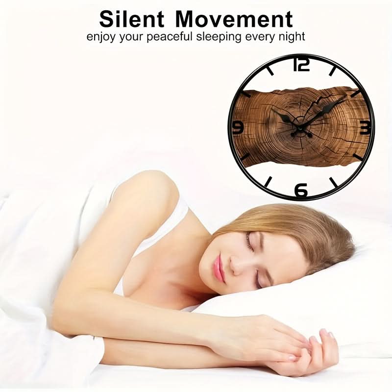 Round Carved Wooden Wall Clock | Silent Non-Ticking Movement | Rustic Farmhouse Décor for Living Room & Kitchen