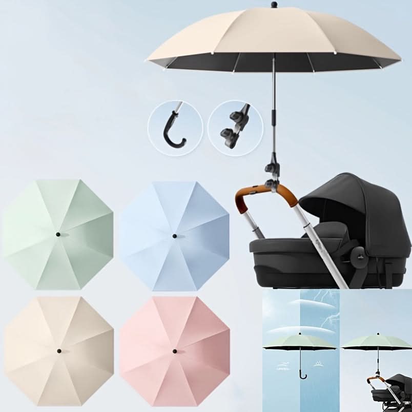Bendable Arm Sunshade Umbrella for Strollers & Trolleys | UV-Resistant Fabric | Adjustable Clamp Mount for Outdoor Walks