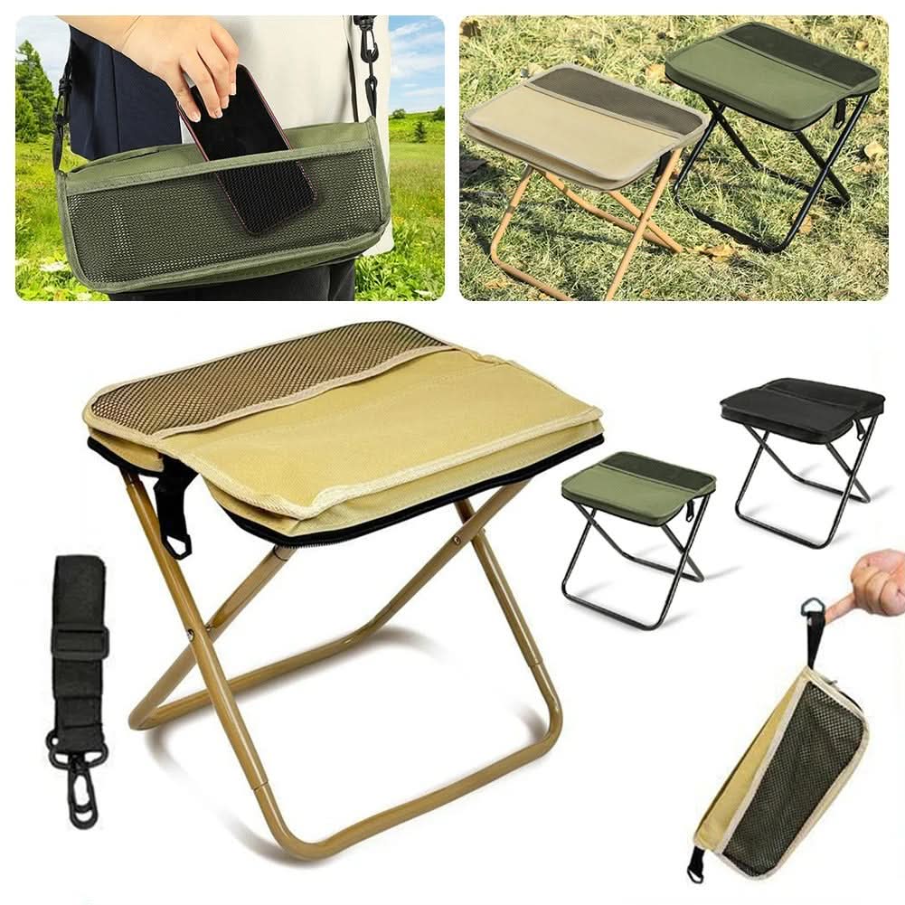 Portable Folding Camping Stool with Steel Frame | Small & Large, 3 Colors | Holds Up To 120 kg for Camping & Fishing