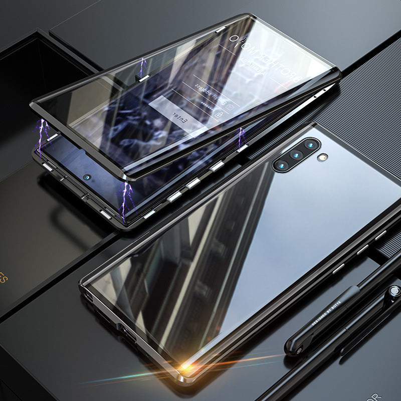Double Sided Tempered Glass Phone Covers for Samsung Galaxy | Magnetic Metal Frame with Safety Lock | 3 Colors