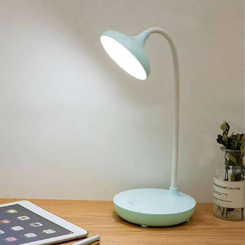 LED Desk Lamp with USB Charging and Touch Switch | Three Brightness Levels on an Adjustable Neck | Blue, Pink or White