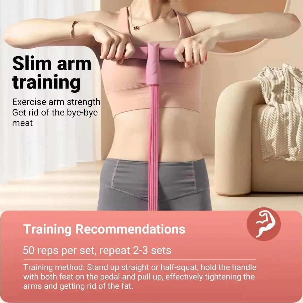 Sit-Up Resistance Bands with Foot Pedals and Foam Handle | 4-Tube Home Trainer for Yoga, Pilates and Core Work