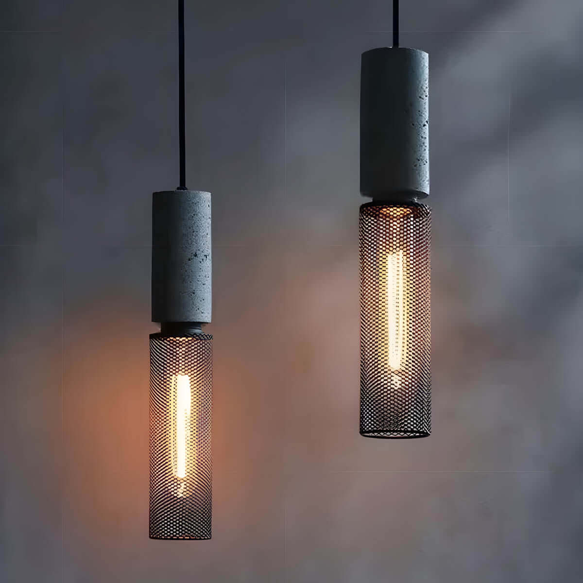 Industrial Loft Pendant Light with Concrete Finish