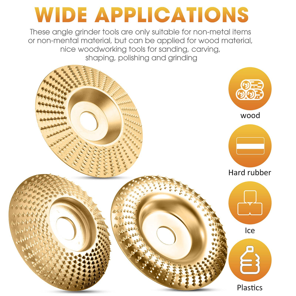 Tungsten Carbide Grinding Wheel for Angle Grinders, 16 mm Bore | Shapes Convex, Concave, Bevelled and Flat Wood