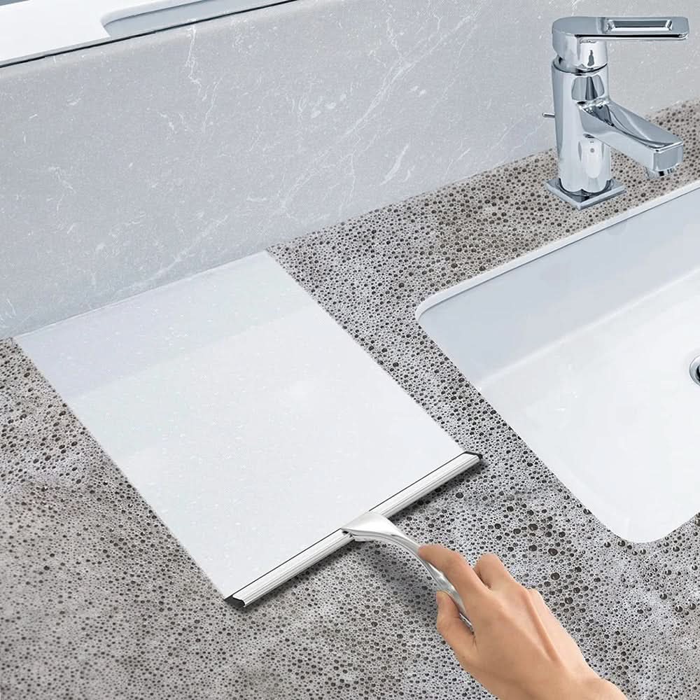 Stainless Steel Shower Squeegee with Silicone Blade | Streak-Free Cleaning for Glass & Tile | Ergonomic Grip with Storage Hook