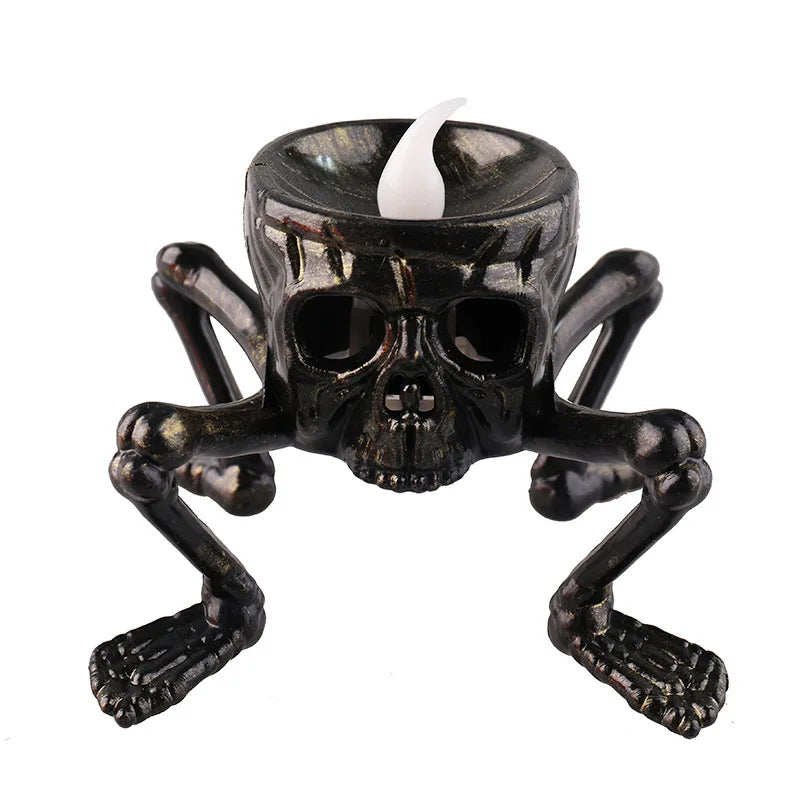 Halloween flameless tea light candle glowing on a table