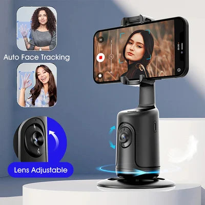 360 Rotation Phone Holder Automatic Face and Object Tracking | Gesture Control to Follow or Pause | Black, White or Pink