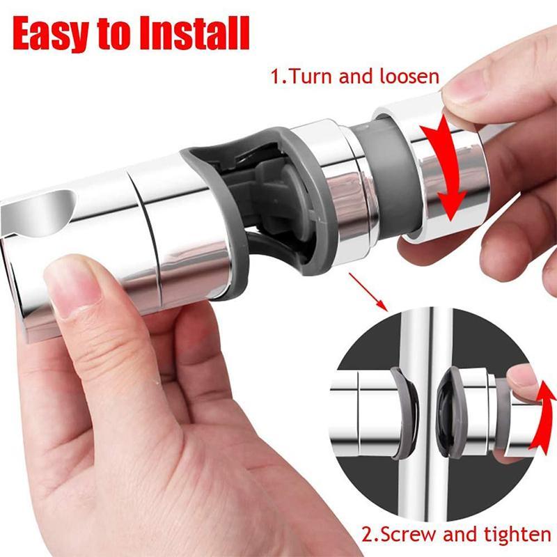 Shower Head Holder for Slide Bars from 0.71 to 0.98 in | Rotates a Full 360 Degrees | Chrome Plated ABS Bracket