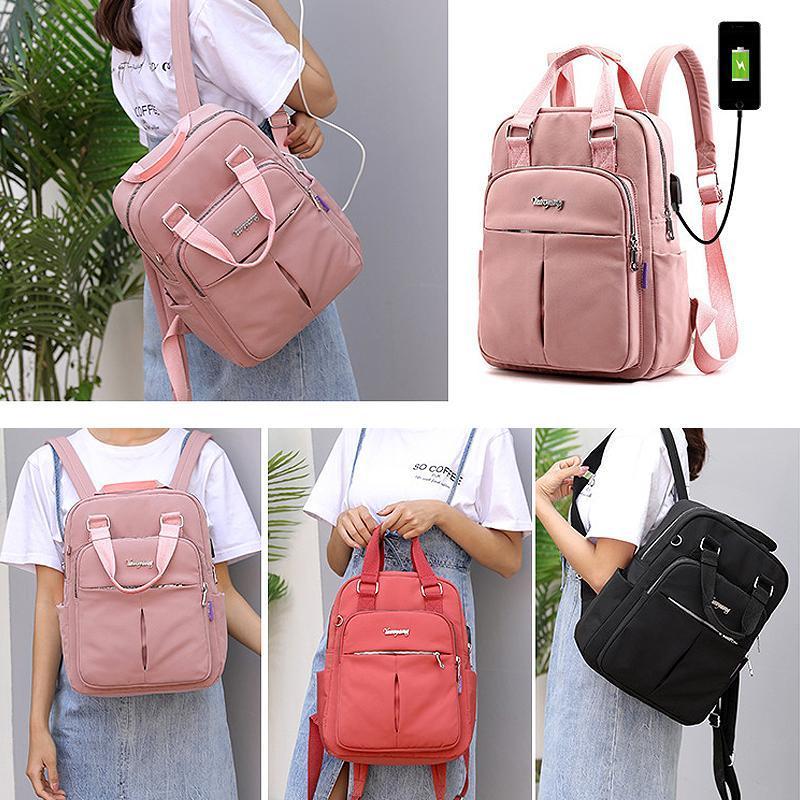 Travel Backpack in Water Resistant Oxford Fabric | Tablet Pocket, Phone Slot and Several Compartments | 28 by 36 by 12 cm