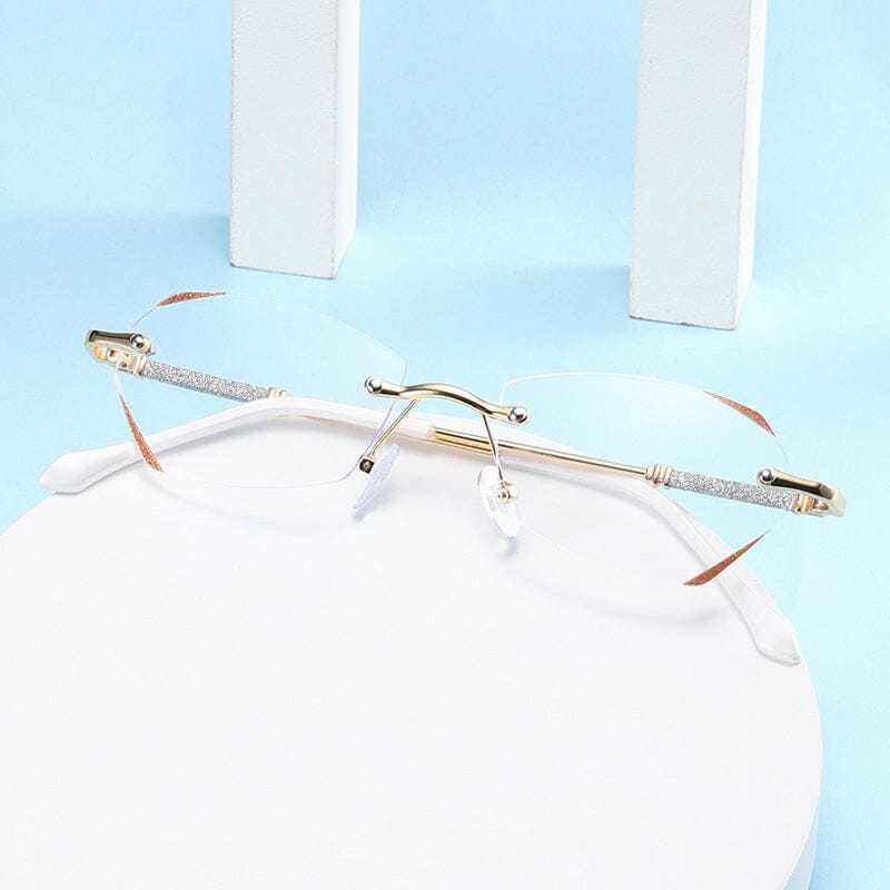 Rimless Reading Glasses with a 95% Blue Light Filter | Lightweight 18g Metal Frame in Gold or Silver