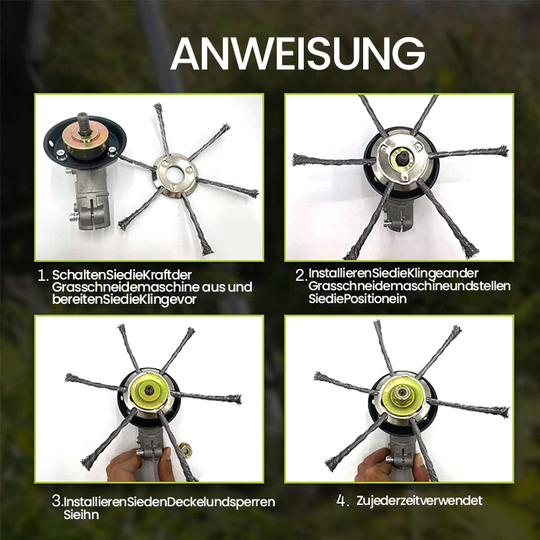 Steel Wire Trimmer Head with 3 or 6 Twisted Blades | Weed Eater Attachment in 200 and 230 mm | Garden Weeding Tool