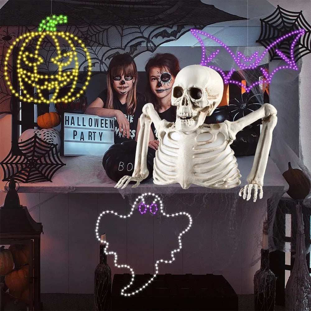 Glowing Halloween Skeleton Decoration | 9 X 7 X 3 In Hard Plastic Torso With Color Lights | Battery Powered, 9.1 Oz