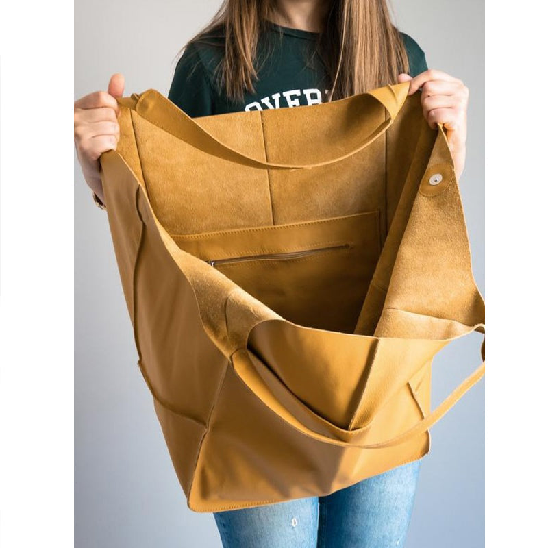 Oversized Faux Leather Tote Bag with 30 cm Handles | Roomy Shopper to Carry by Hand or Over the Shoulder | 5 Colors