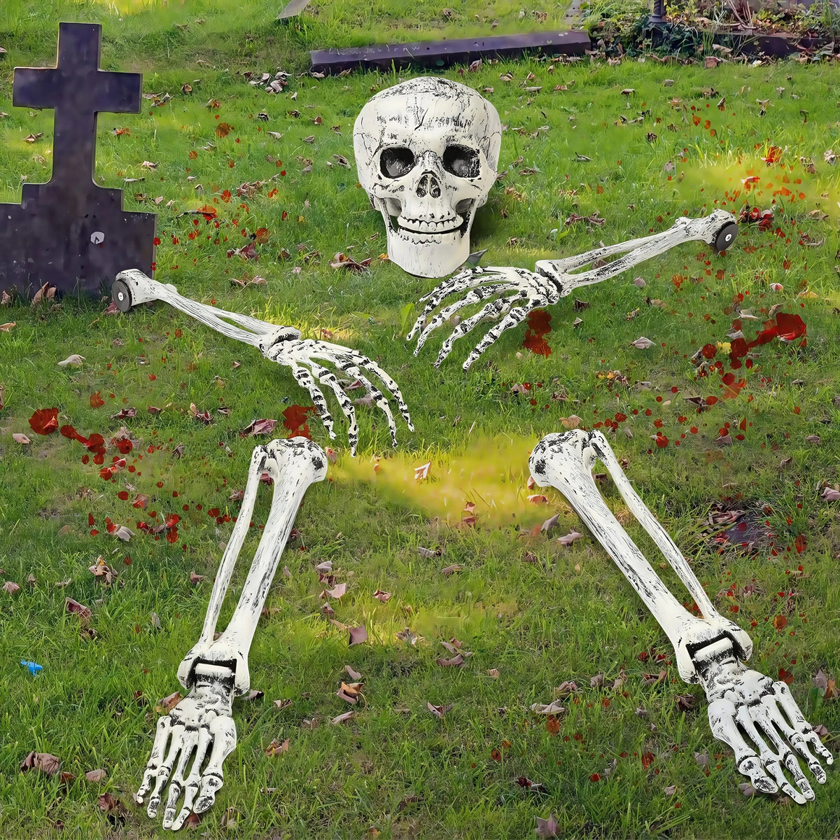 Halloween Skeleton Yard Stakes | Arms And Legs In Weather Resistant Plastic | Push In Stakes For A Graveyard Scene