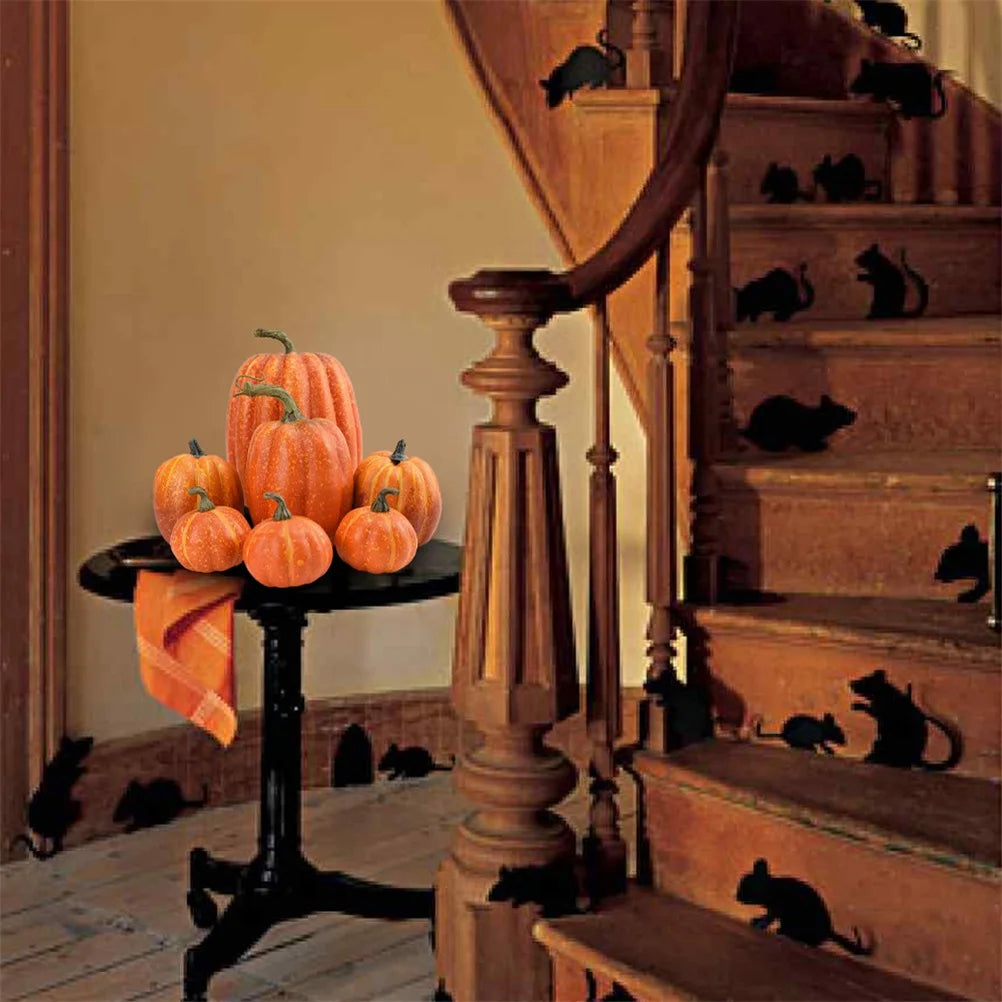 Realistic Fake Pumpkins, Set Of 7 | Dense Foam With Plastic Stems | Paintable Decor For Fall, Halloween Or Thanksgiving
