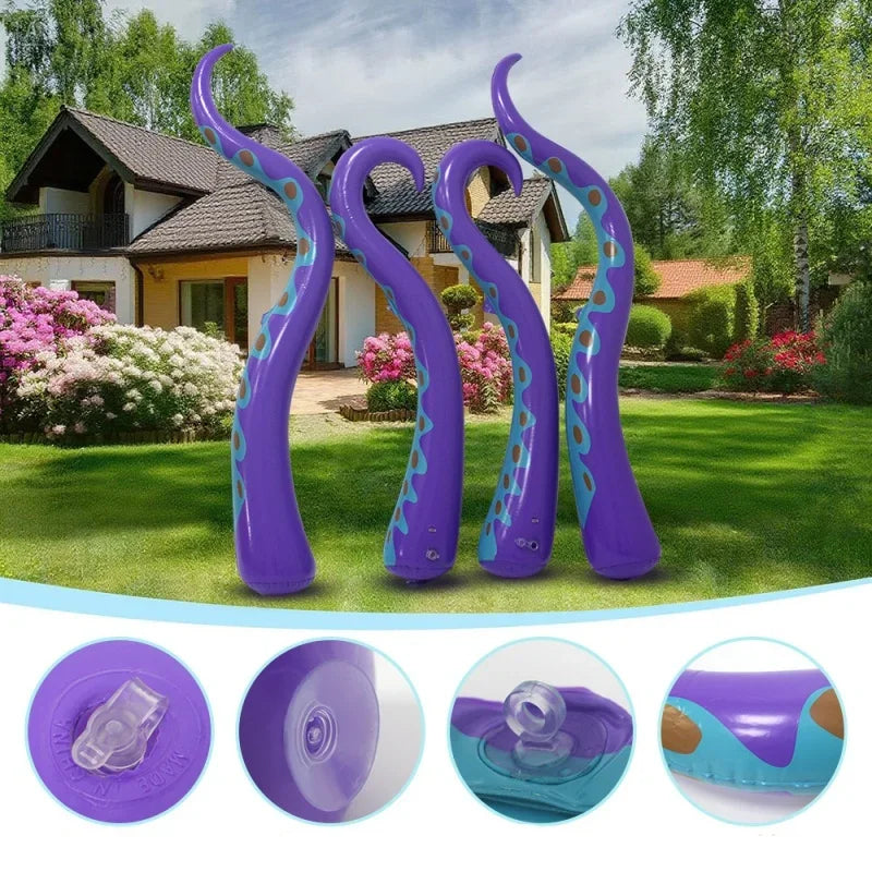 Inflatable Halloween Octopus Tentacles, Set Of 4 | Up To 59 In Purple Waterproof PVC | Ground Stakes For Yard Or Window