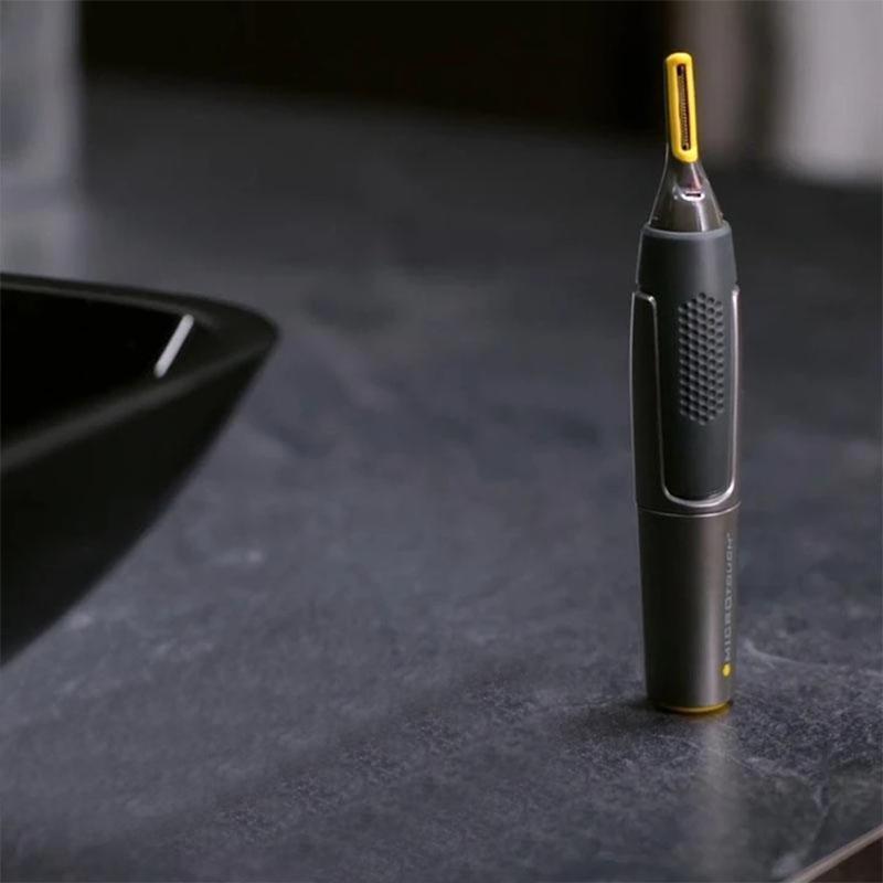 Nose Hair Trimmer with LED Light | Titanium Coated Stainless Steel Blades for Ears and Eyebrows | AA Battery Powered