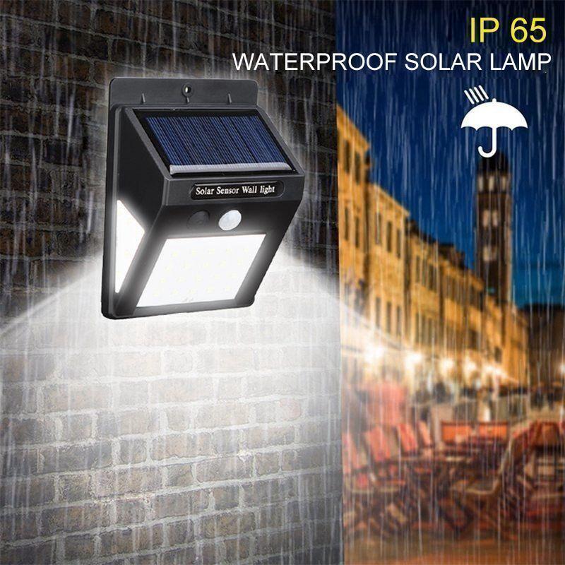 Solar Outdoor Wall Lights with Motion Sensor and 20 LEDs | IP65 Housing, No Wiring Needed | Black