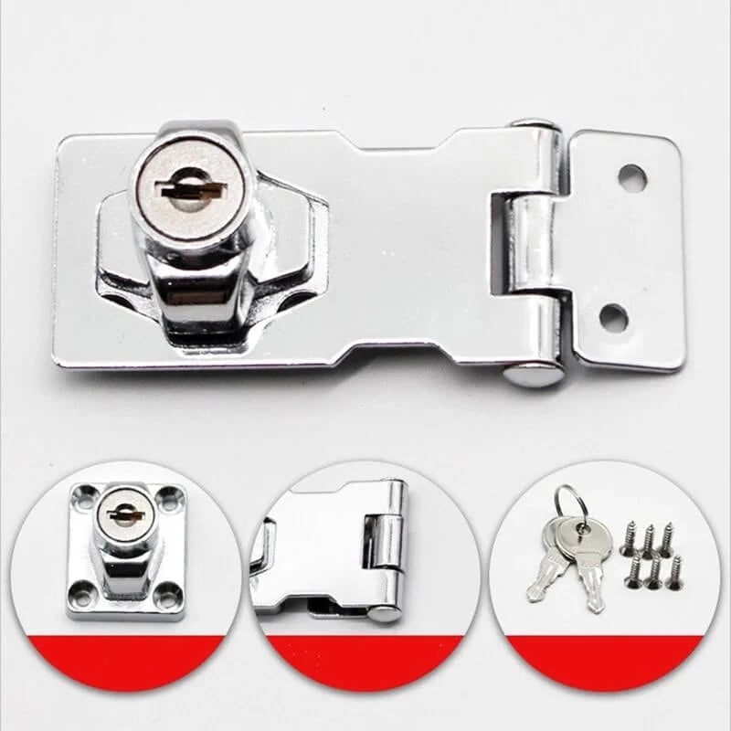 Door Lock Latch with Key for Cabinets, Lockers and Tool Boxes | Zinc Alloy, Quarter Turn | Sticks On or Screws Down