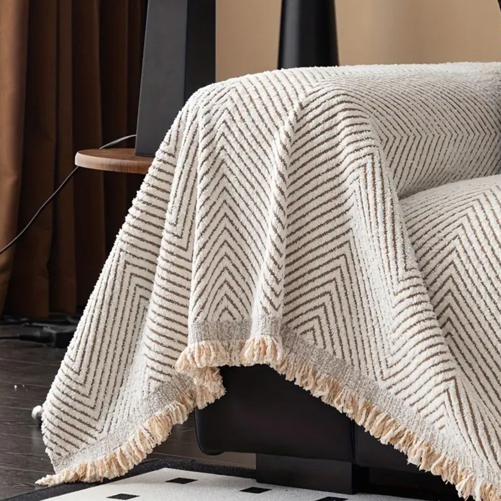 Stripe Herringbone Sofa Cover Throw