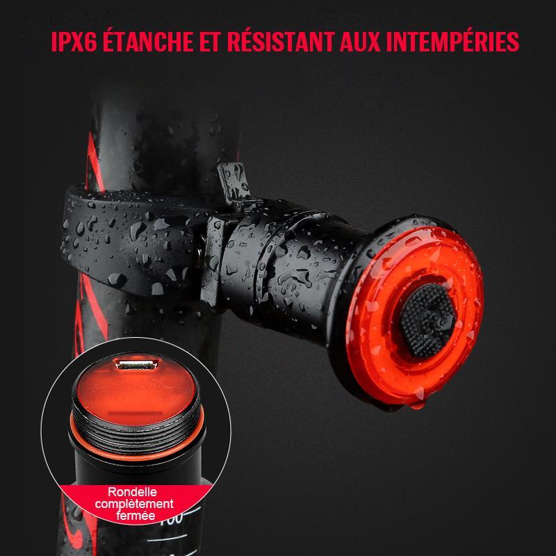 Rear Bike Light with Automatic Brake Sensing | USB Rechargeable IPX6 Aluminum Body | Mounts on Saddle or Seatpost