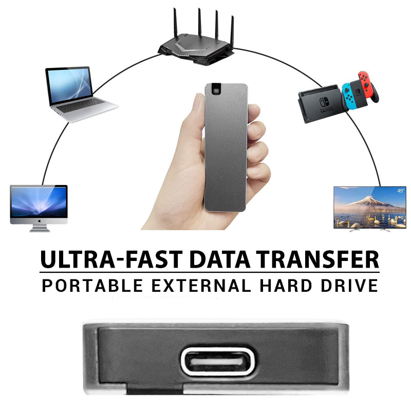 64 GB SSD External Hard Drive with USB C | Transfers Up to 500 MB per Second | Metal Case in Grey, Red or Blue