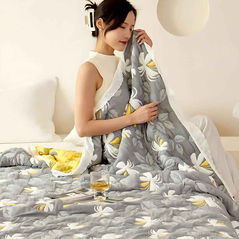 Fiber Floral Summer Blanket Quilt