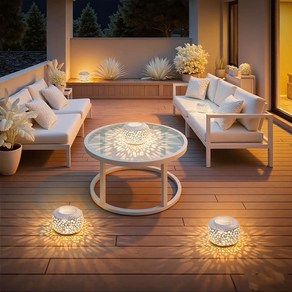 Outdoor Solar-Powered Metal Table Lamp with Toggle Switch | White, Black or Copper | Warm-White Auto-Charging Lantern
