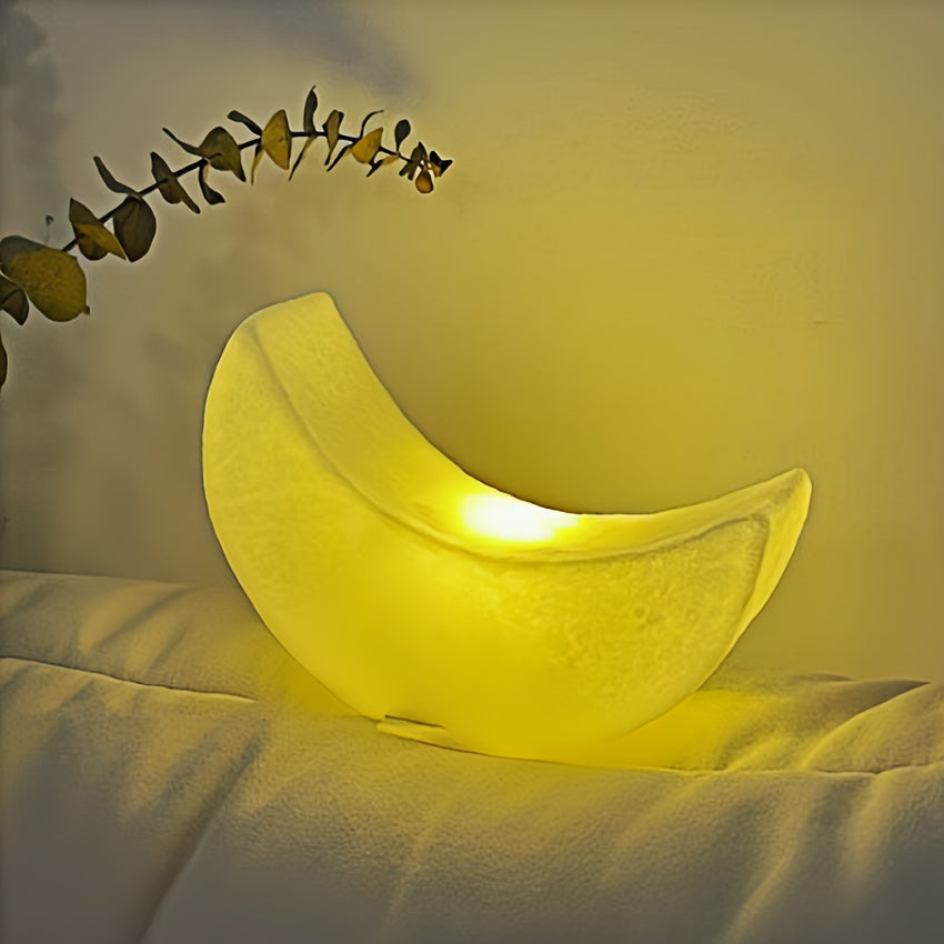 Crescent Moon Night Light with an On Off Switch | Soft Glow from a Frosted Shade for Bedside Tables | Cordless