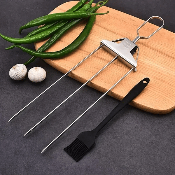 Stainless Steel 3 Prong BBQ Skewers