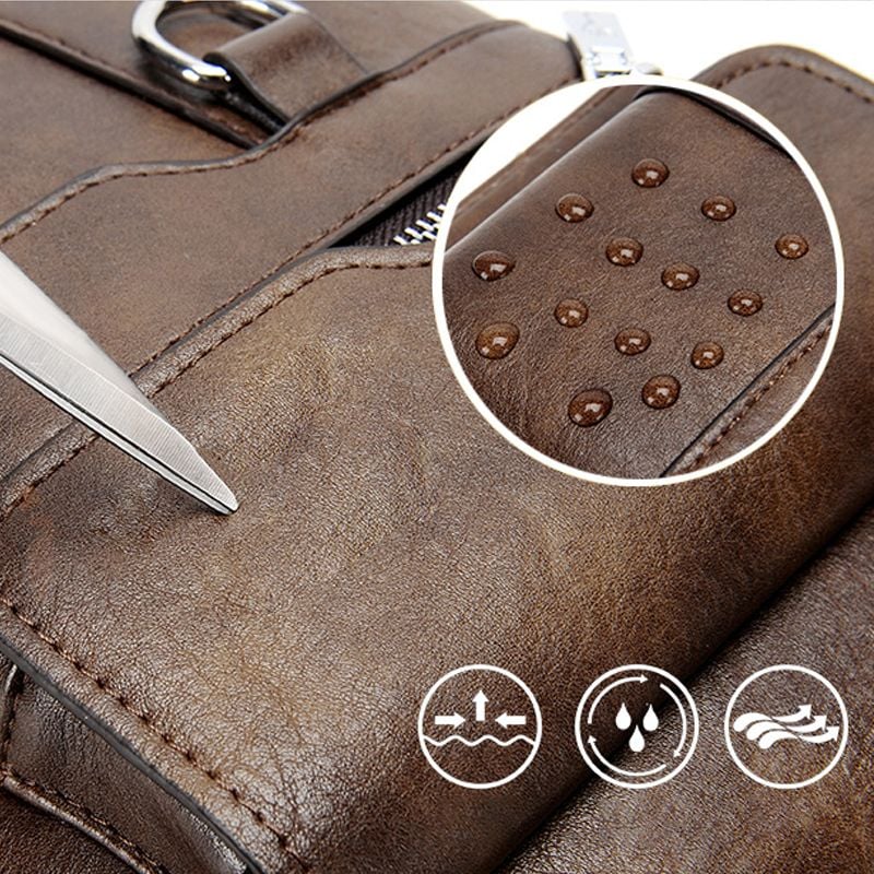 Men's PU Leather Crossbody Bag with Laptop Room | Multiple Compartments and Zip Pockets | Adjustable Shoulder Strap