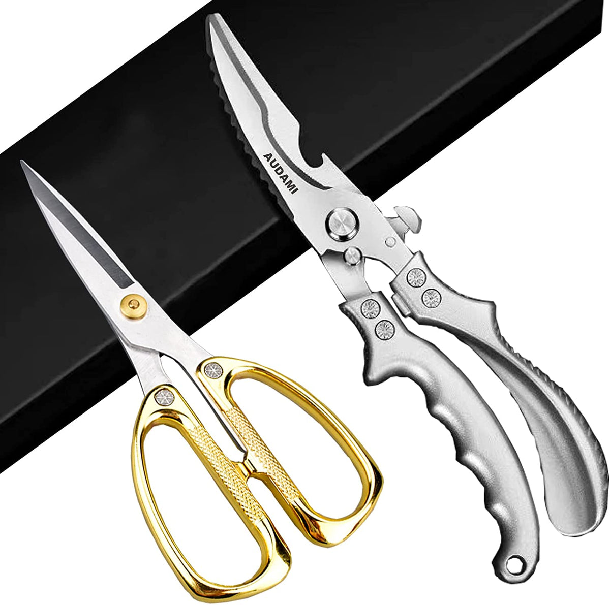 Poultry and Meat Shears 2 Pack | Kitchen Tool Set Stainless Steel with Micro Serrated Blades | Dishwasher Safe, Bottle Opener Back